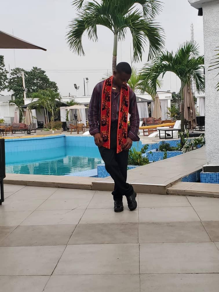 Igbo cultural stole draped elegantly